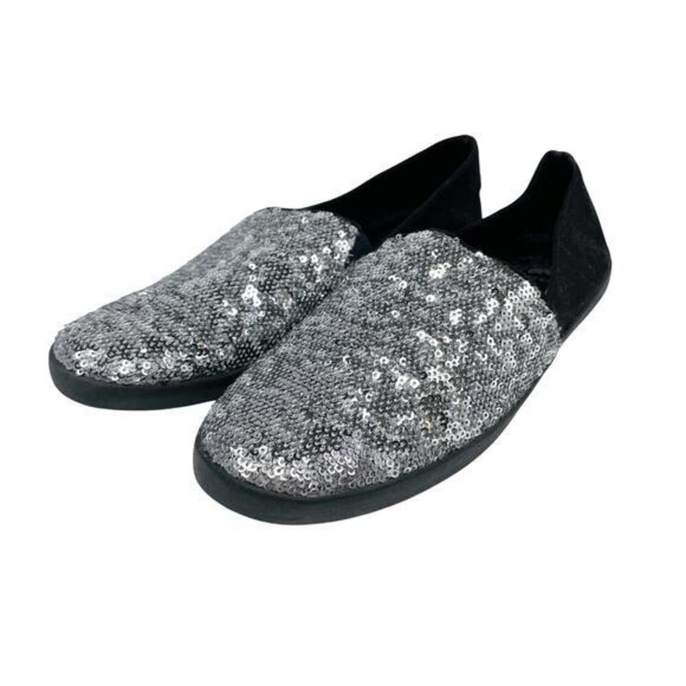 Yellow Box Women's Pavlova Sequin Slip-On Shoes Black Silver Size 7.5‎